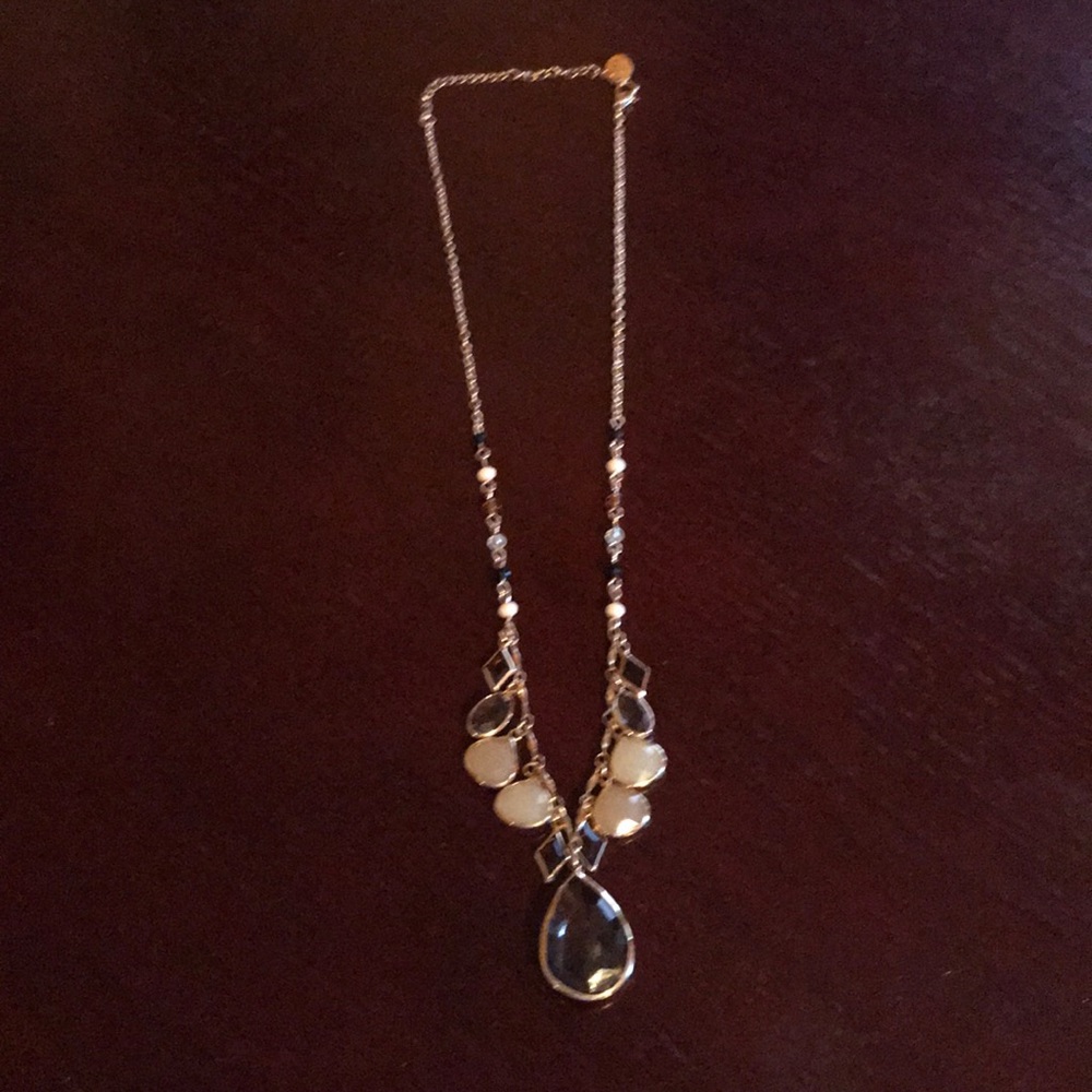 Gold and beige and quartz necklace